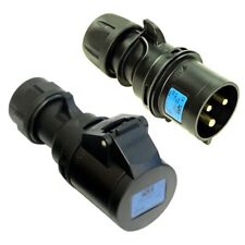 PCE Midnight-All Black CEE Form 16A, 32A, 63A, 125A Plugs & Connectors 1&3 phase