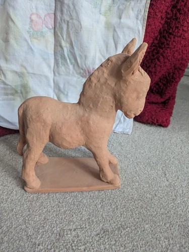 Vintage terracotta clay donkey - vintage,