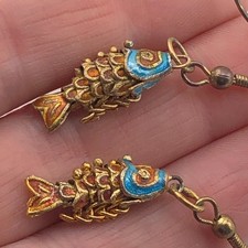 Cloisonne Fish Earrings Dangle