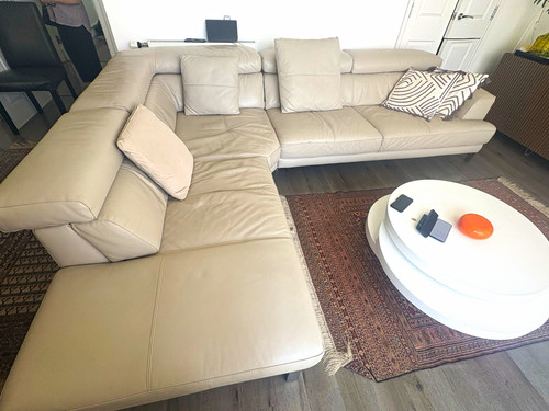 Dfs beige leather corner - corner, sofa