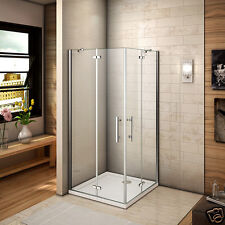 Aica Frameless Hinge Shower Enclosure Cubicle and Tray Corner Entry  Glass Door