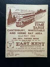 May 1944 East Kent Road Car Company Canterbury Emergency War WW2 Bus Timetable