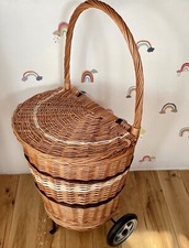Wicker shopping trolley - shopping,