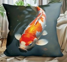 Beautiful Koi Carp Cushion Cover - Japanese Koi  17 x 17 Inches - Koi Pond - NEW