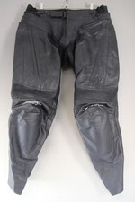 RST BLACK LEATHER BIKER TROUSERS + CE KNEE/SHIN ARMOUR: WAIST 38"/INSIDE LEG 31"