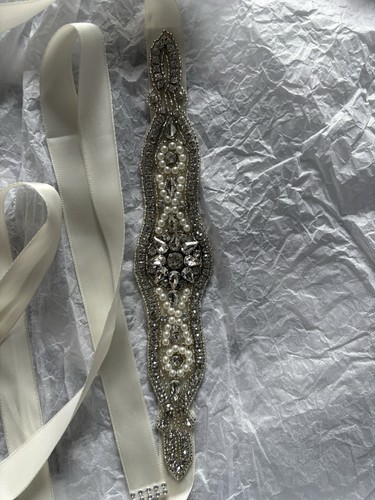 Silver jewelled bridal belt - silver,