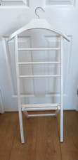 Wooden Valet Stand  Folding Clothes Suit Hanger Easel Style White Vintage Retro 