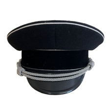 WW2 Reproduction German Army Officer Visor Cap - Cotton Piping- All Sizes- Black