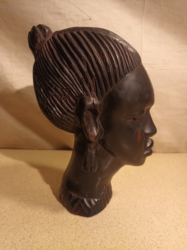 African hardwood carved head - african,