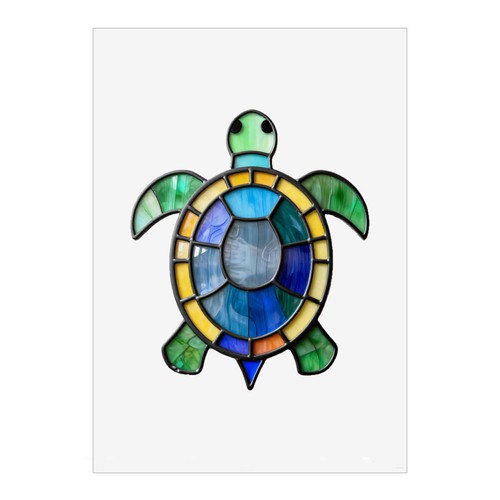 Stained glass turtle wall - glass,