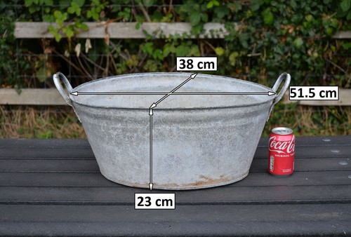 Old galvanised washing bowl - galvanised,