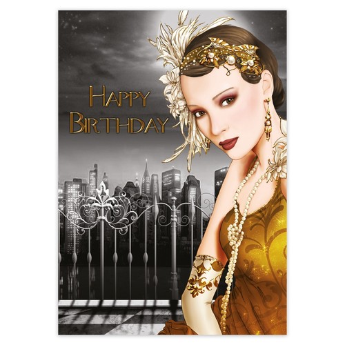 Art deco happy birthday - art,