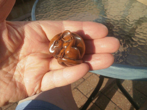 Hand carved wood netsuke - hand,