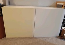 Two IKEA Besta White Shelf Units With Doors and 3 shelves 60x42x64cm.