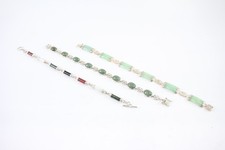 Sterling Silver Bracelets Jade Vintage Oriental Cutwork Panel T-Bar x 3 (22g)