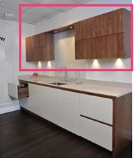 Ex Display kitchen Walnut Wall Cabinets and Gantry