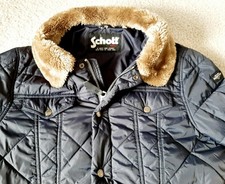Schott N.Y.C. Padded Navy Blue Jacket With Removable Fur Collar Size L (M) 42" 