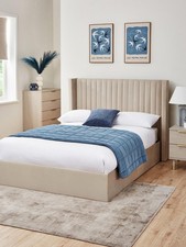 Haywood Double Ottoman Bed Natural | Wing Headboard | End Lift Storage