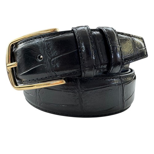 Men italian leather belt - men, black