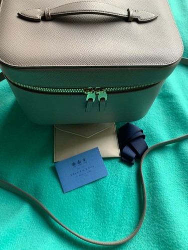 Smythson greige leather vanity - smythson,
