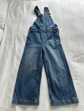 Fat Face Blue Denim Clayton Cropped Leg Dungarees Size 8 22L Pockets Cotton