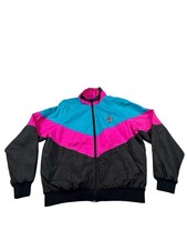 Vintage 80s Golf Jacket Duckster Windbreaker Jacket M Pink/blue Black /Ladies
