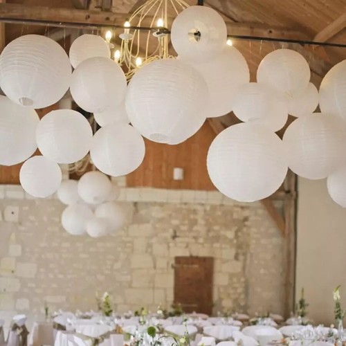 30pcs white round paper - white,