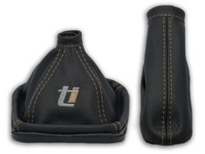 GEAR HANDBRAKE GAITER LEATHER FOR ALFA ROMEO 159 EMBROIDERY ti BEIGE STITCHING