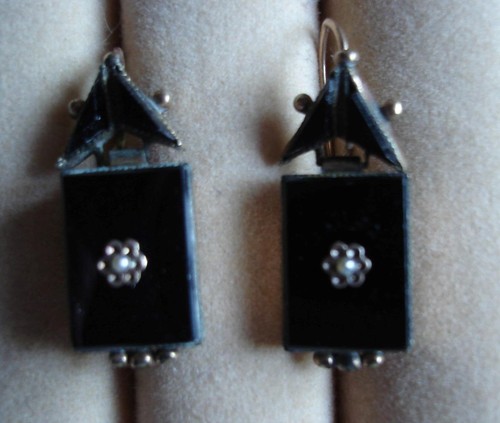 Antique black onyx - black, rose