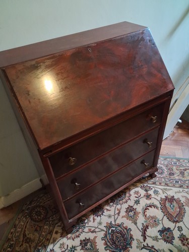 Vintage wooden writing bureau - vintage,