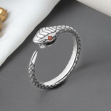 Vintage Snake Shape Adjustable Ring 925 Sterling Silver Women Jewellery UK