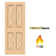 Traditional Victorian Oak 4 Panel FD30 Fire Door - Brand New