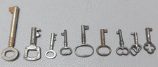 9x Old Antique Small Barrel Keys For Cabinet Locks Boxes Furniture etc