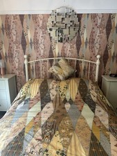 Laura Ashley Double Metal Bed frame Ivory No Mattress Spring Slats