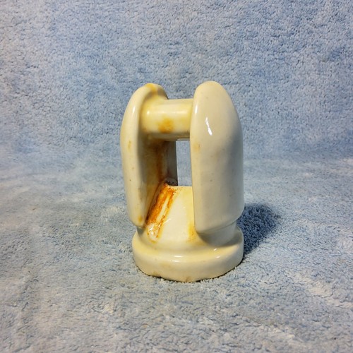Vintage white porcelain clevis - white,