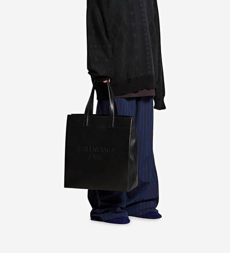 Balenciaga black leather logo - leather,