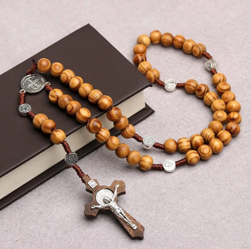 Catholic wooden rosary - wooden,