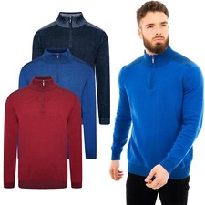 Ex Brand  Mens Half Zip Jumper Sweater Funnel Neck Pullover Cardigan High Tops 
