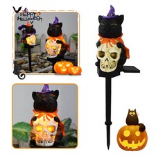 Halloween Flame Skull Solar Outdoor Lights Stake Garden Path Flickering LED