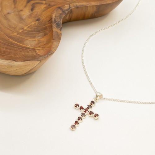 Indian garnet crucifix pendant - garnet,