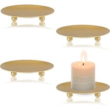 4X Pillar Candle Holders Gold