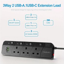 2M Extension Lead with 2 USB