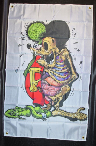 Rat fink fabric flag - fink,