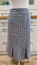 Vintage Cairngorm Scottish tweed skirt grey houndstooth plaid check size 14 16