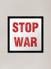 Stop War Red Framed Art Print
