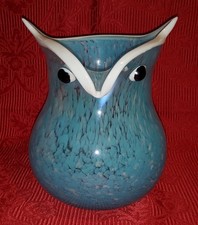 Blenko Style Glass Owl Vase
