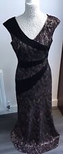 Sangria Black Lace & Nude Lining Maxi Dress Size 8 UK 12