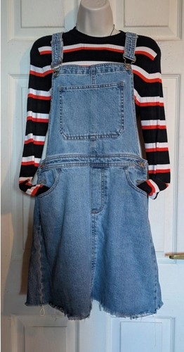 Denim pinafore dress m - denim,