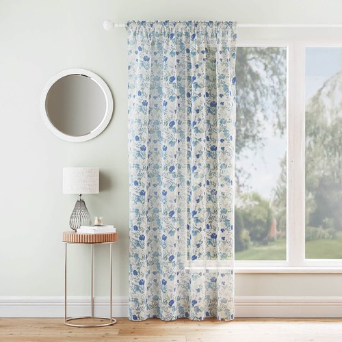 Floral voile curtain panel - curtain,