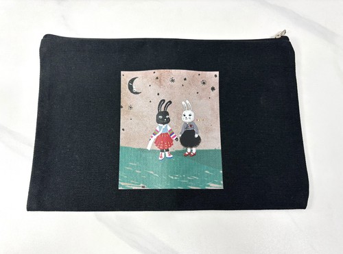 Canvas cosmetic pouch rabbit - canvas,